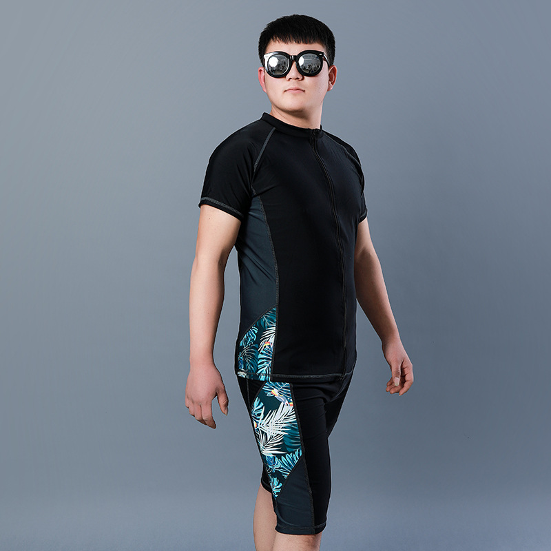 Men's Swimsuit Plus Fertilizer Plus Size Swimsuit Sports Split Two-Piece Boxers Beach Quick-Dry Swimsuit Men's Swimsuit