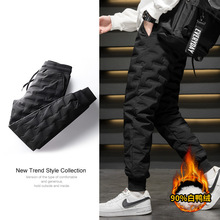 羽绒裤男内穿紧身轻薄白鸭绒加厚东北高腰修身保暖棉裤冬季老年人