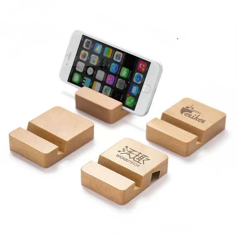 Solid wood mobile phone tablet base lazy desktop support base Beech black walnut mobile phone holder laser fixed LOGO