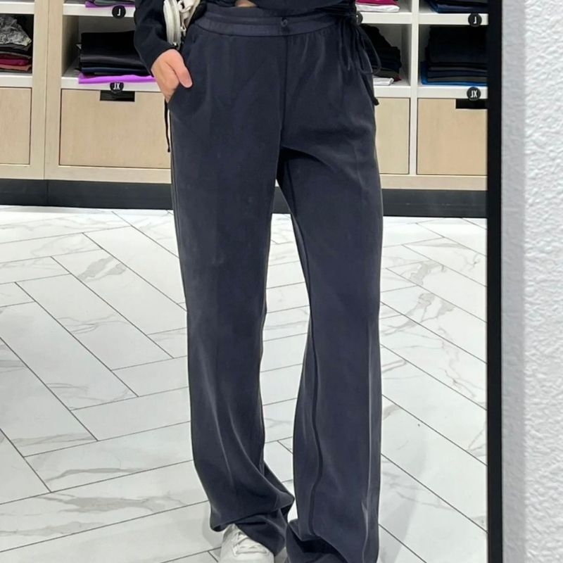 Lulu Women's Straight-Leg Air Pants Soft Wide-Leg Slimming Modal Casual Loose High-Waisted Versatile C045