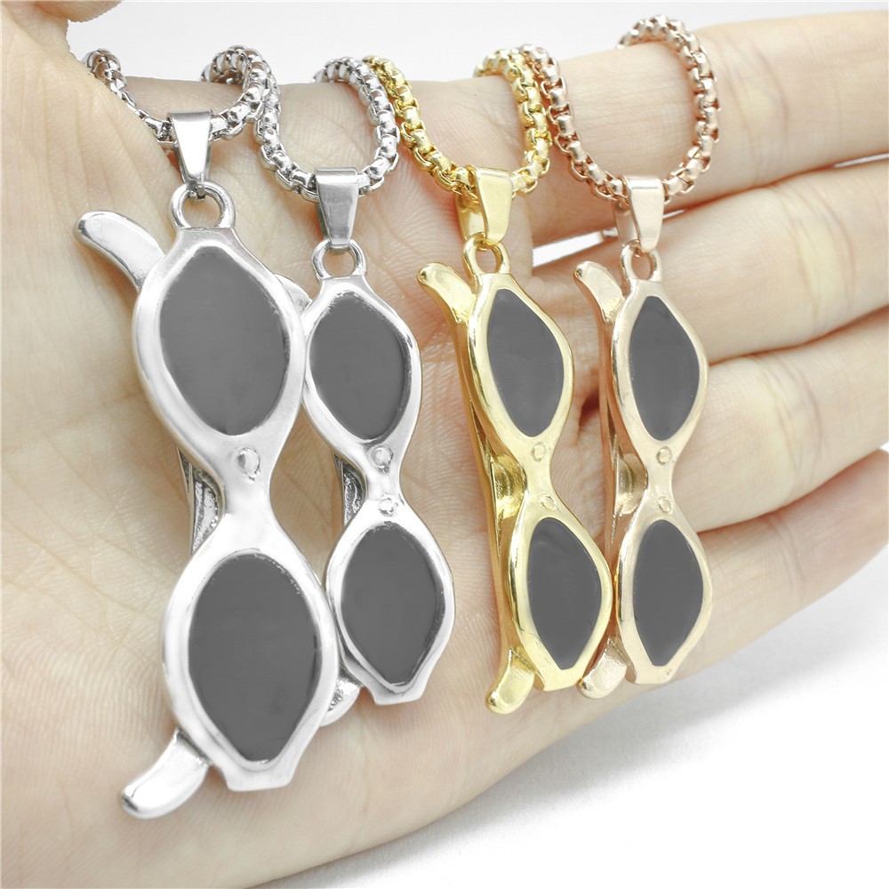 Minimalist Sunglasses Pendant Necklace In Titanium Stainless Steel_voghion.com