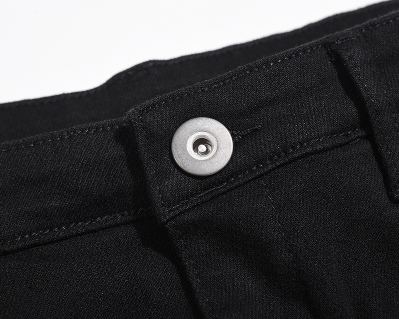 Men's Washed Distressed Ripped Black Jeans With Zipper Detail_voghion.com