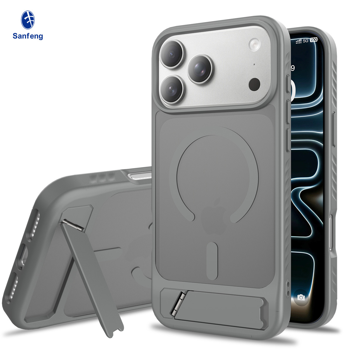 Nuevo Amazon Apple 18pm caso de teléfono celular resistente a la caída soporte incorporado 2 en 1 17 caso de protección de succión magnéticaomax image 8