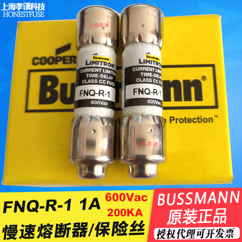 美国BUSSMANN熔断器FNQ-R-1慢速保险丝CLass CC 600V/1A 10x38mm