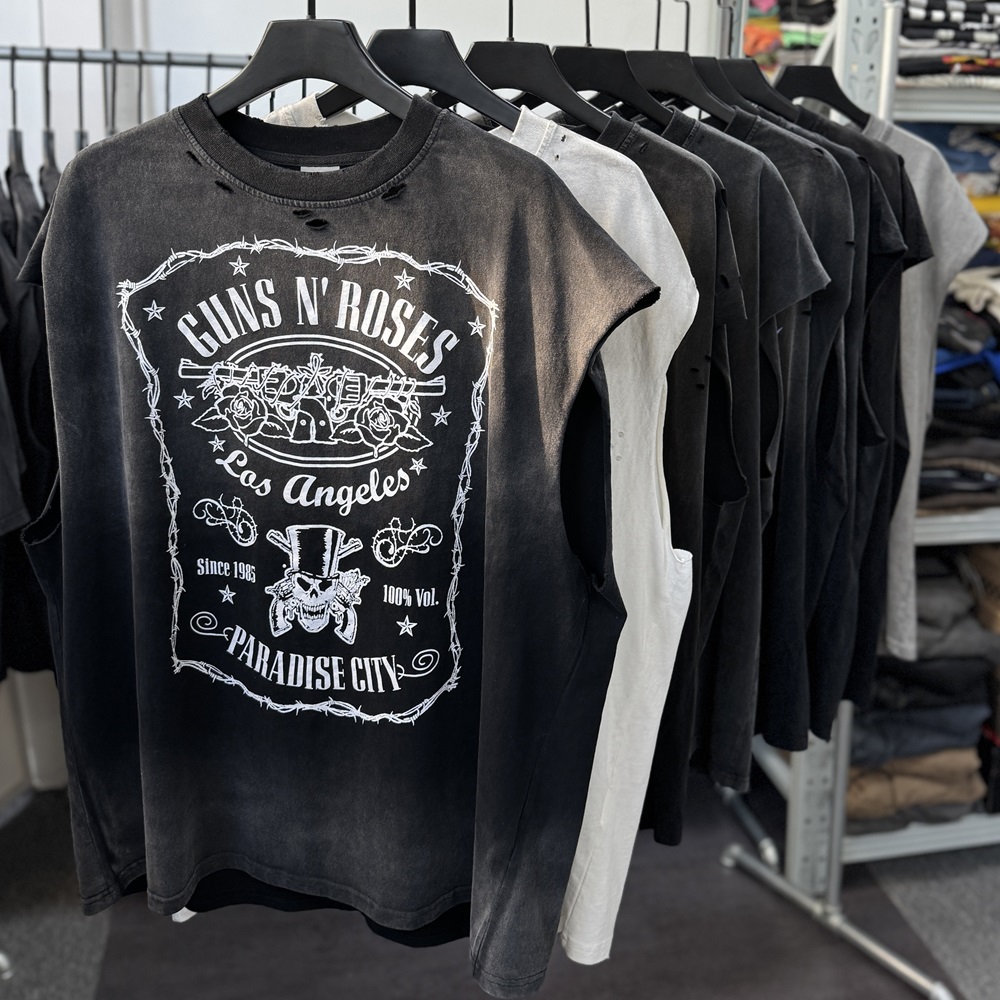 美式重工vintage宽松废土破坏街头运动男士休闲情侣健身背心坎肩