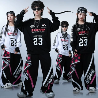 儿童街舞套装秋季少儿时尚架子鼓表演服男女孩嘻哈hiphop街舞潮服