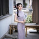 Lin Xiangman Purple Long Cheongsam 2025 Spring New New Chinese Style High-end Temperament Short-sleeved National Style dress