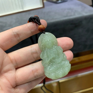 Jin Yutang Xinjiang Hetian Yudu Mother Ice Bottom Fluorescent Glue Texture Full of Carving Exquisite to wear Atmosphere