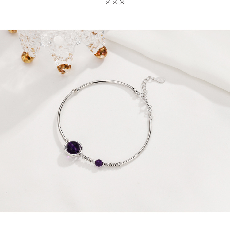 Elegant Ball Sterling Silver Crystal Bangle 1 Piece