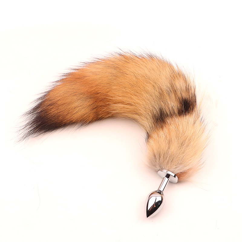 Fox Tail Metal Anal Plug with Plush Cross Fox Tail, Blue Cosplay Design — detail image 11