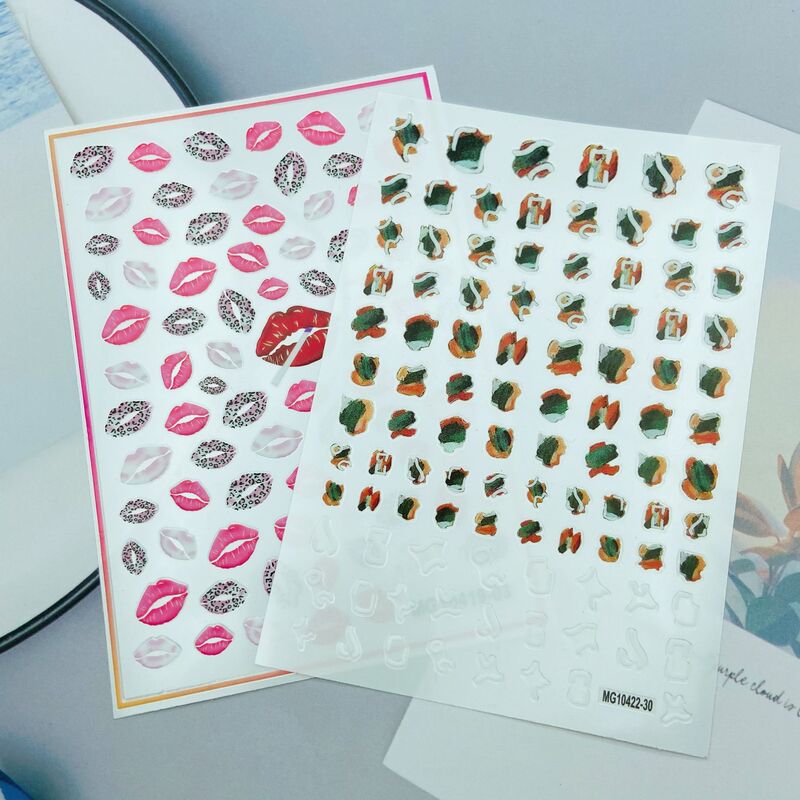 DIY Japanese Style Synchronized Thin and Transparent Adhesive Nail Art Stickers Sexy Red Lips and Oil Painting Graffiti Series Direct Supply from the Manufacturer