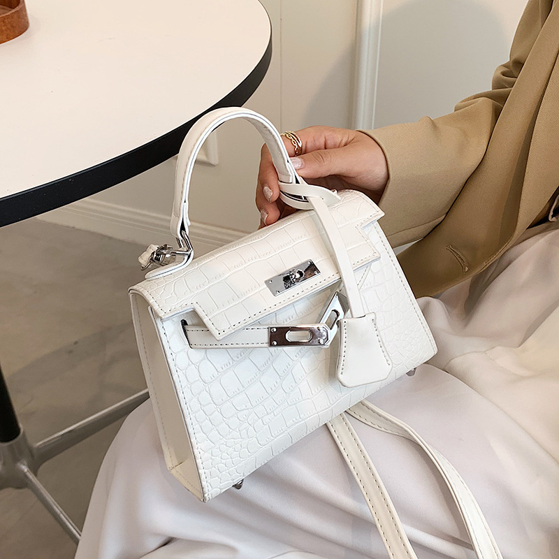 跨境风潮手提包包女包新款潮时尚洋气斜挎包鳄鱼纹凯莉包春季新款