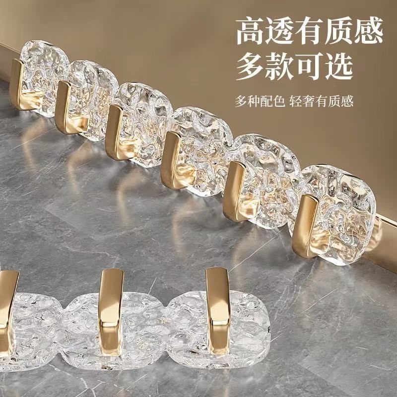 ハイエンドの水の波紋フック、パンチなし、クリエイティブなアクリルドア粘着浴室浴室壁粘着フック自己粘着|undefined