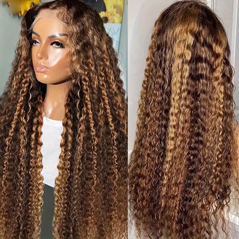 Cross-border Hot Selling Front Lace Wig Women's Spotted Piano Color Gradient Small Long Curly Hair Front Lace Wig