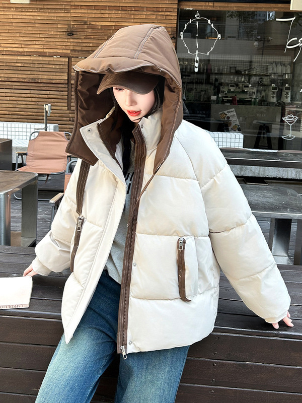 2025新款羽绒棉服女短款连帽加厚保暖面包服外套时尚百搭棉衣棉袄|undefined