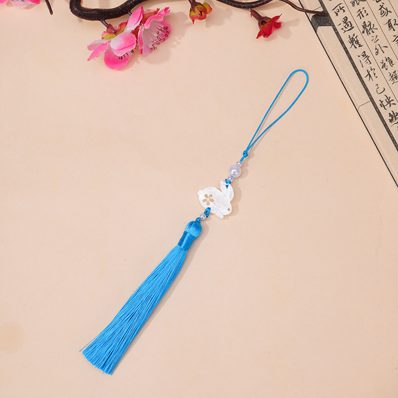 中秋节醋酸白玉兔子流苏流苏吊坠古风汉服旗袍腰佩压襟服装辅料|undefined