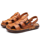 Летние сандалии, мужская нескользящая кожаная пляжная обувь, тапочки, из натуральной кожи