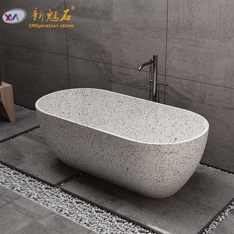 Factory Direct Sales Simple Independent Household Inorganic Terrazzo Bathtub B&B Club Meigu Artificial Stone Bathtub