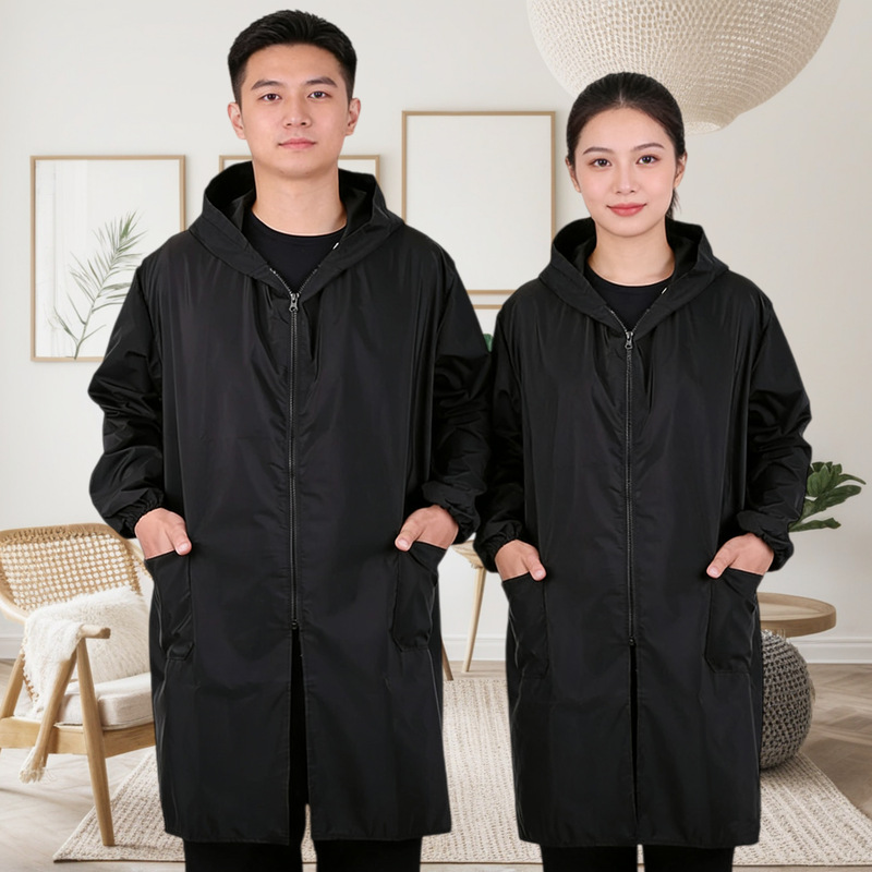 Hooded Waterproof Smock for Men and Women, Long Work Clothes, Oil-Proof and Dust-Proof, Kitchen Labor Protection Apron, Thickened and Wear-Resistant Outer Wear Hooded Waterproof Smock for Men and Women, Long Work Clothes, Oil-Proof and Dust-Proof, Kitchen Labor Protection Apron, Thickened and Wear-Resistant Outer Wear
