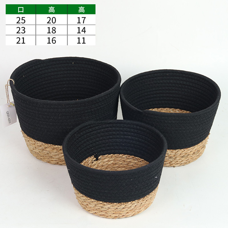 Maceta de Hierba Tejida a Mano Decorativa para Interior y Balcón