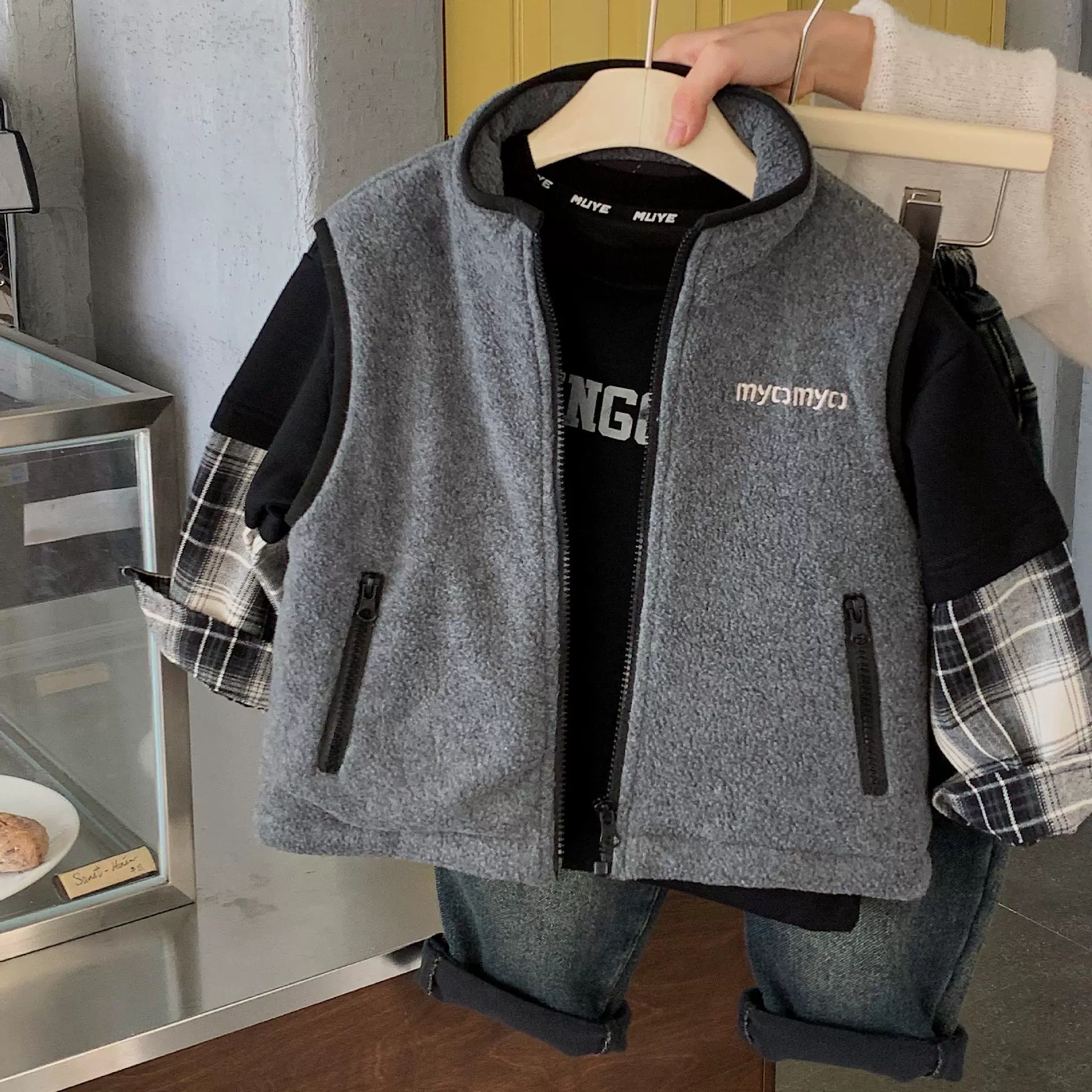 木野冬季夹棉马甲湖州织里童装男童韩版帅气外套儿童休闲保暖服饰