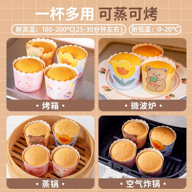 Покупные кексовые бумажные формочки MeiDi Cartoon Cake Paper Cups, пищевая безопасность, термостойкость, набор 50 штук с 3D вставками