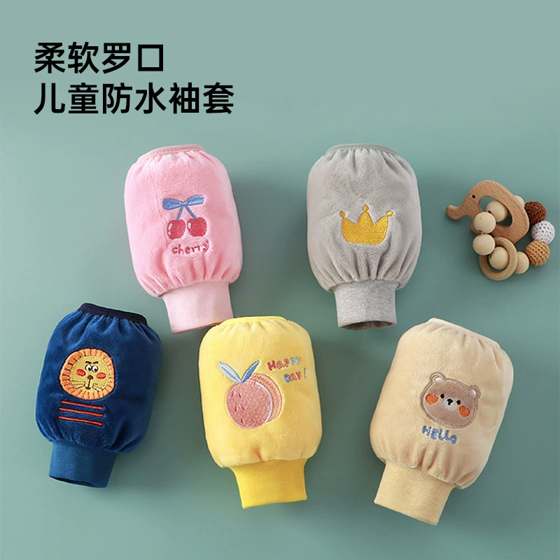 Детский осенне-зимний противообрастающий рукав с мультяшной флисовой подкладкой, детский рукав Rakou, теплый, супер мягкий, с защитой от грязи, класс A