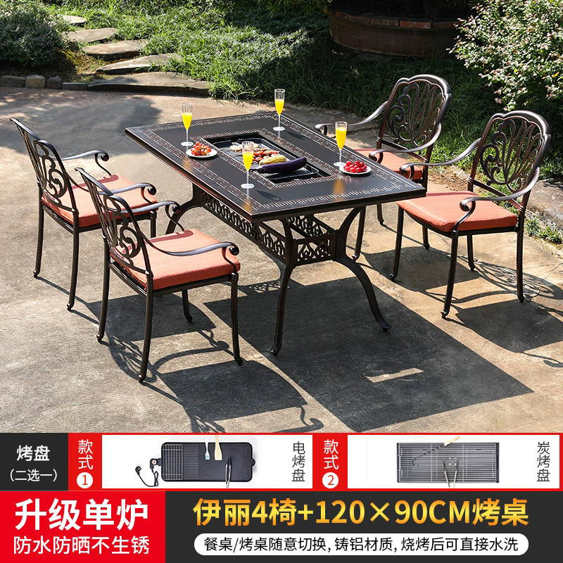 Yili 4 sillas + 120 * 80cm estampado de una sola mesa de horno