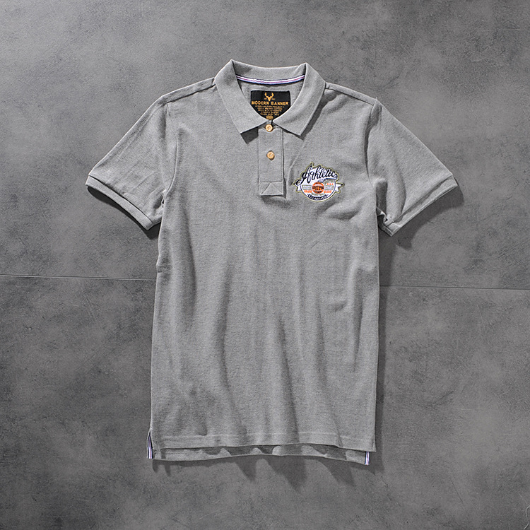 Modern banner American minimalist 100 simple embroidered wash men's turn collar short-sleeved POLO shirt M704 6