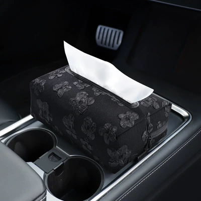 Car Tissue Box, Hanging Tissue Box, Car Tissue Dispenser, Tissue Storage Bag, Interior Accessories (Car tissue box/set) - black