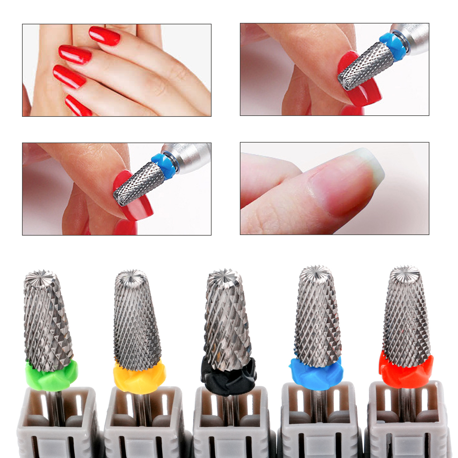 Cabeza de molienda de acero de tungsteno para uñas, dientes cruzados cinco en uno, dientes de cabeza, descarga rápida de pegamento duro, piel muerta, cabezal de molienda de alta calidad