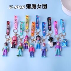 跨境新品KPOP猎魔女团钥匙扣超大号公仔挂饰PVC软胶潮玩配饰现货