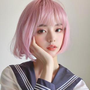 Wig female short straight hair wave head natural fluffy student female air bangs whole top head cover source factory wholesale