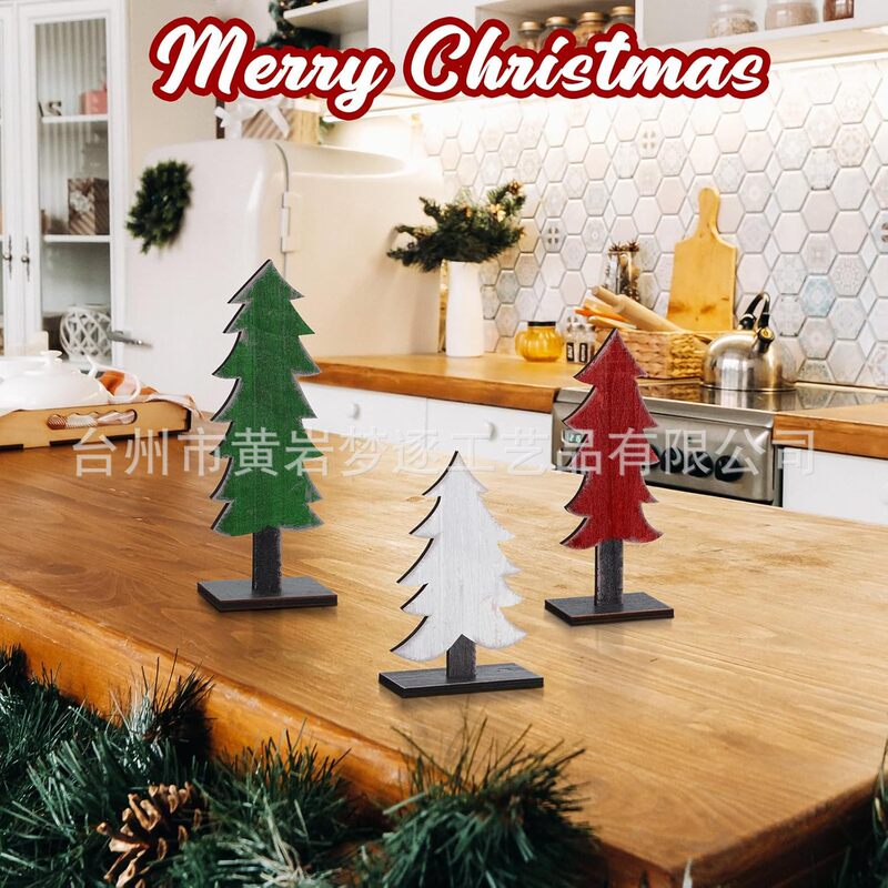 クリスマスの田舎の木製クリスマスツリーのデスクトップ装飾品農家の食卓センターの木製装飾品が国境を越えて人気がある|undefined