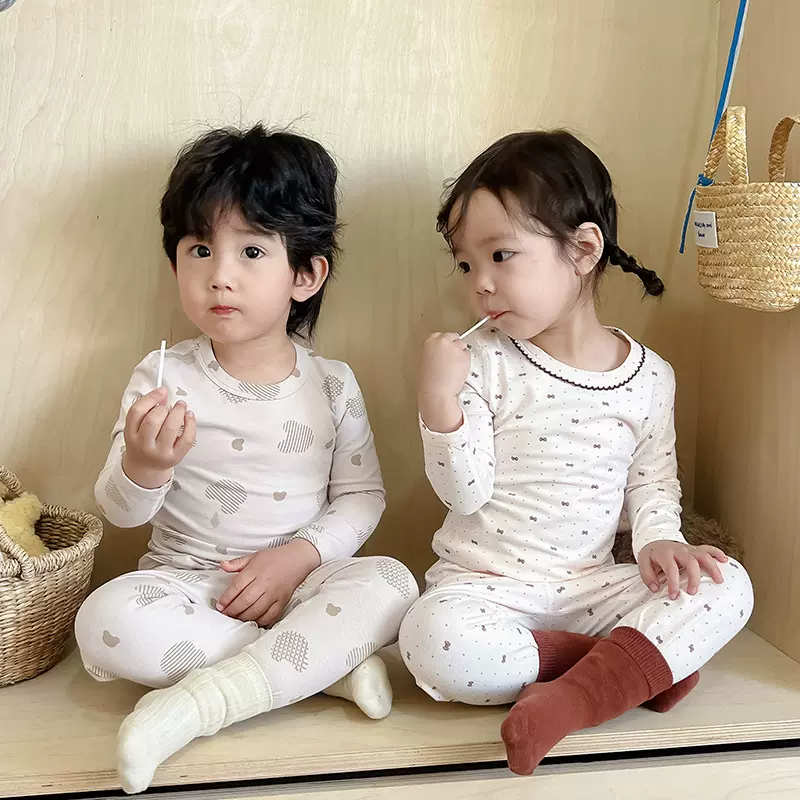 拉蔓哆春秋男童内衣套装薄款纯棉无骨宝宝秋衣秋裤女童无骨家居服