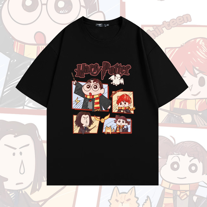 Harry Potter Harry Potter Cotton Short-sleeved T-shirt Men's and Women's Summer Fashion Brand Loose Half-sleeved T-shirt