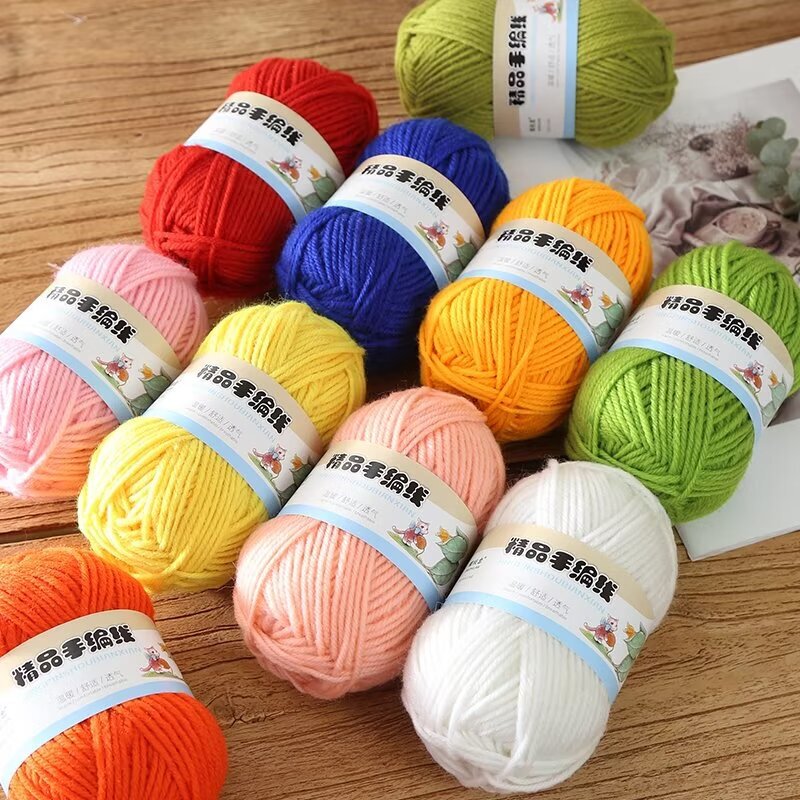 4 strands of acrylic wool medium coarse wool ball doll diy handmade material bag polyester hook shoe cushion bag braided thread