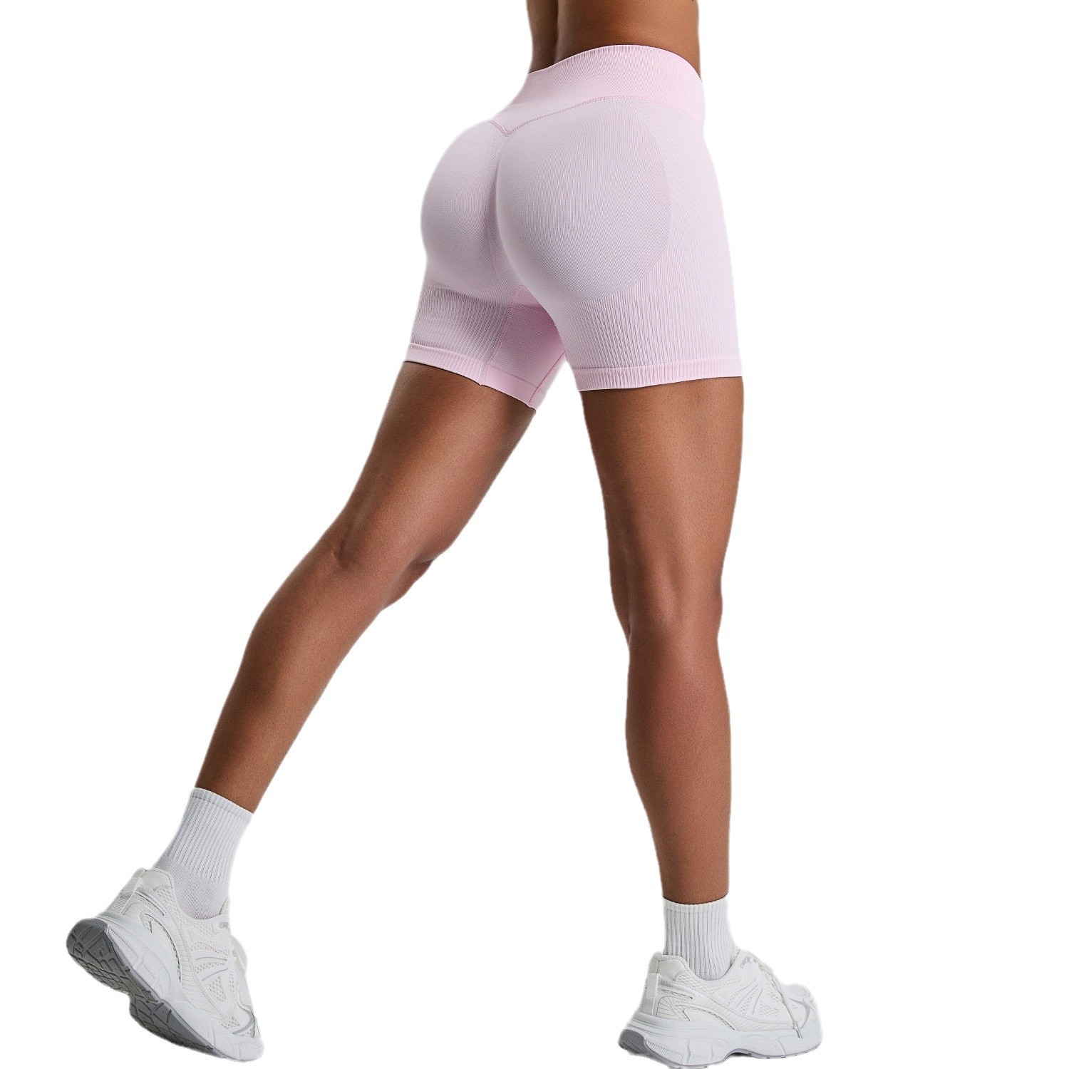 Nuevos pantalones cortos de yoga sin costuras de secado rápido transfronterizos, pantalones cortos deportivos de tres puntos con cintura alta y caderas, pantalones cortos de fitness para correr al aire libre