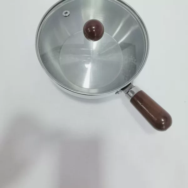 410 Walnut Wood Single-Handle Double-Bead Instant Noodle Bowl, Small Frying Pan, All-In-One Cooking Pot, Non-Coated Small Pot, Baby Food Snack Pot, Small