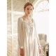 Cross-border special nightdress plus size with chest pad court style French lace long pajamas home wear Amazon hot