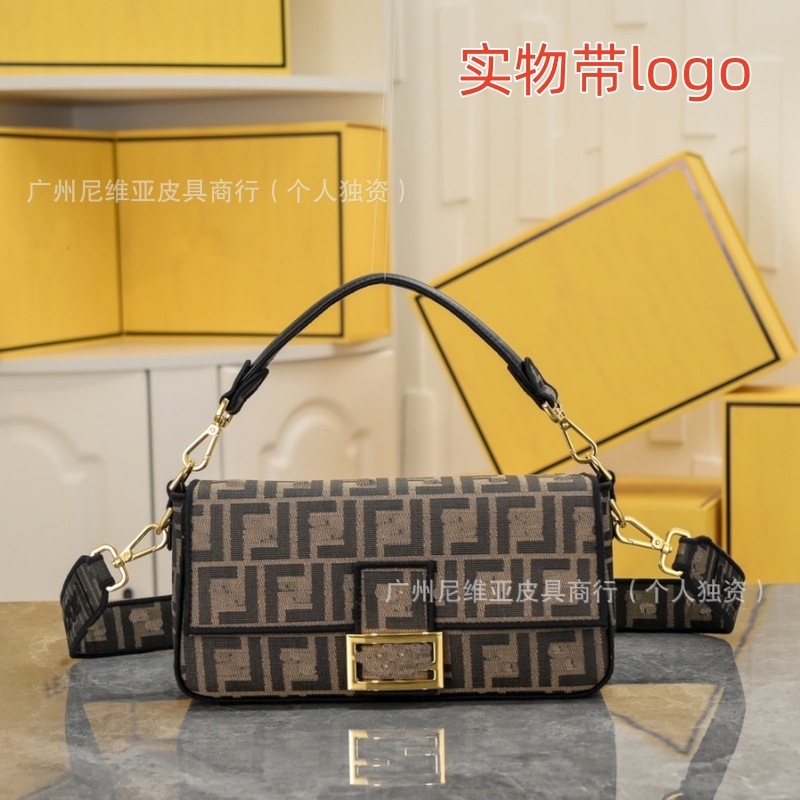 跨境货源新款经典老花手提法棍包Baguette刺绣提花单肩斜跨式女包