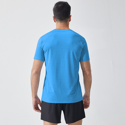 Quick-drying short-sleeved men's summer round neck sports T-shirt, outdoor marathon running fitness stretch breathable large size top