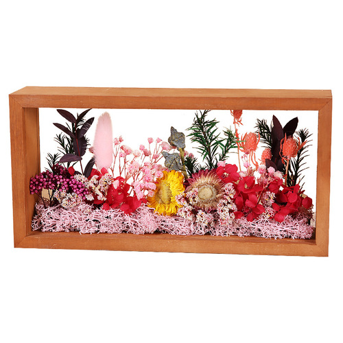 DIY Handmade Dry Flower Frame, Everlasting Flower Wooden Picture Frame, 3D Hollow Double-sided Acrylic Display Box for Desktop