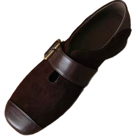 2026 Mary zapatos de primavera y verano de color sólido retro nuevo cuadrado tacones suaves zapatos de moda de viaje