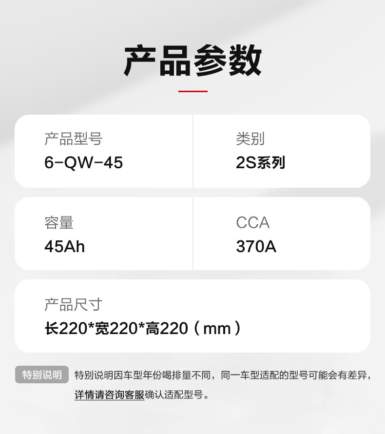 Suitable for Camel Car Battery Other 2V45Ah Wuling Hongguang Changan Civic Baojun Sylphy Official