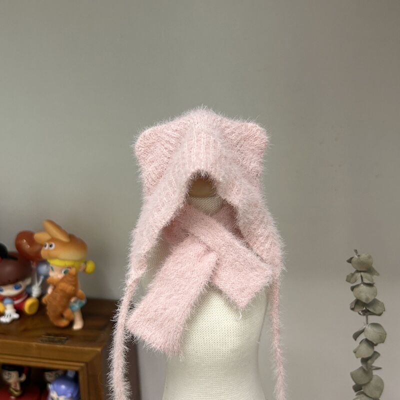 Bjd 1/6 and 1/4 Scale Doll Plush Cat Ear Hat and Scarf Set, Versatile and Cute Autumn/Winter Doll Clothing Accessories