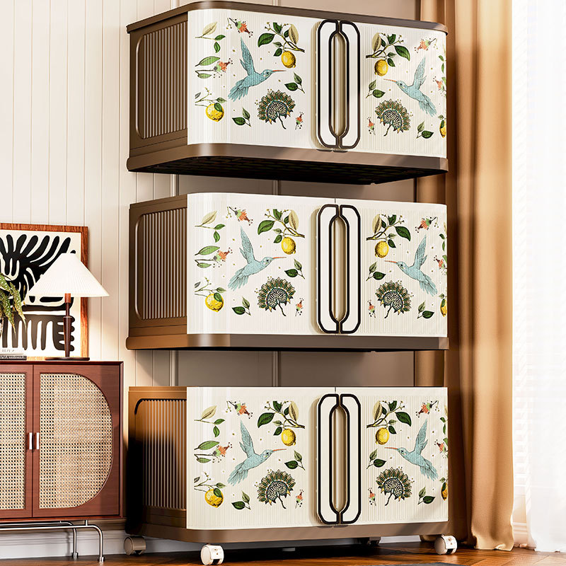 Storage Cabinet with Drawers, Antique Style, Multi-Layer, Stackable, Thickened, Household Snack Cabinet, Organizing and Storage Four-Piece Set