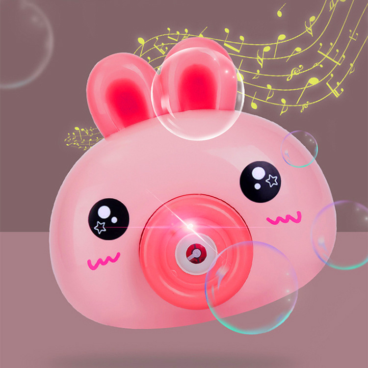 Nuevos niños de deportes al aire libre ocio dibujos animados luz música burbuja máquina juguete conejo burbuja Cámara comercio exterior
