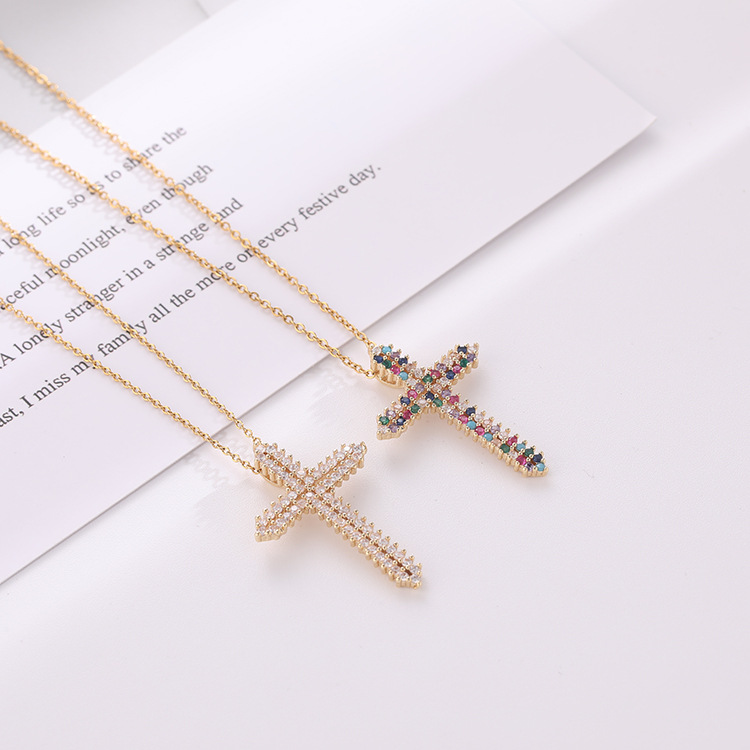 Fashion Jewelry Micro-inlaid Zircon Cross Shaped Pendant Necklace Wholesale display picture 4