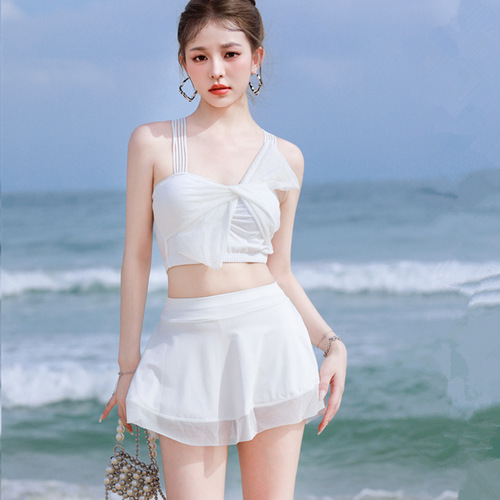 Korean style ins style Internet celebrity split skirt two-piece set women's swimsuit student small fragrance hot spring swimwear